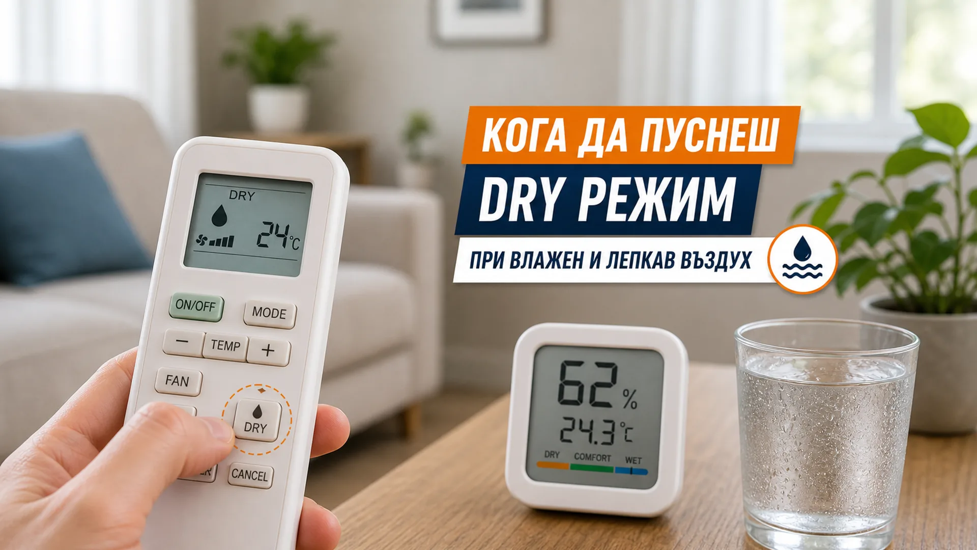Дистанционно на климатик в Dry режим за контрол на влажността