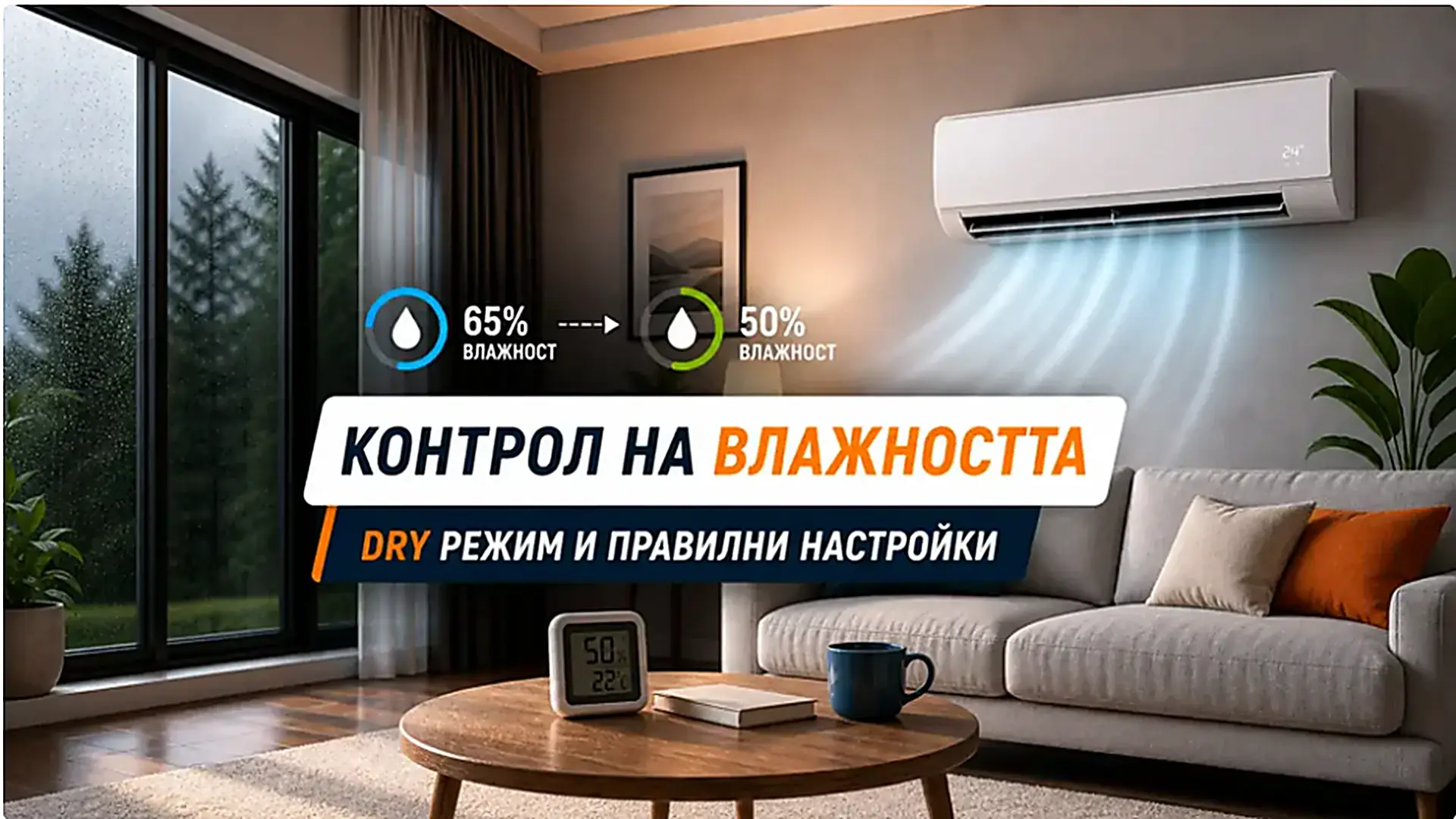 Как да контролираш влажността у дома с климатик: Dry режим, правилни настройки и кога е нужен влагоуловител